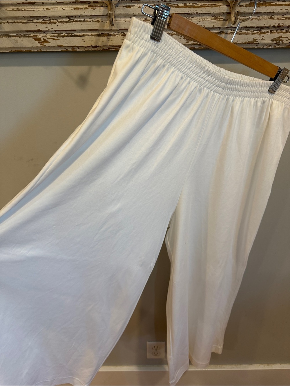 Eskandar Cotton Wide Leg Elastic‎ Waist Pants
